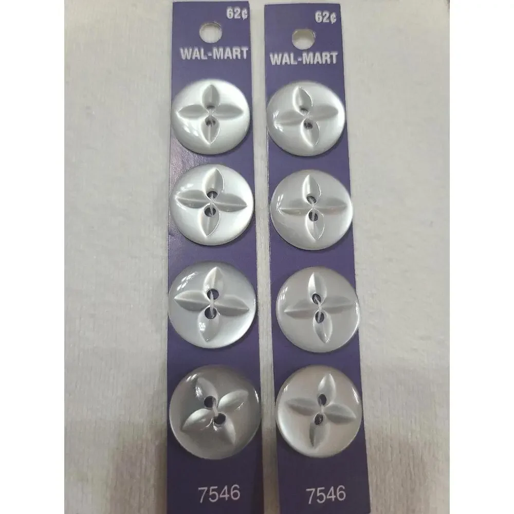 LeBouton Button Bundle Clear White Floral Cut 2 Pks 3/4